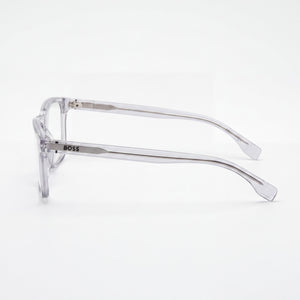 Hugo Boss 107603 Rectangle Eyeglasses Men — side view, Gray Cellulose Propionate temples