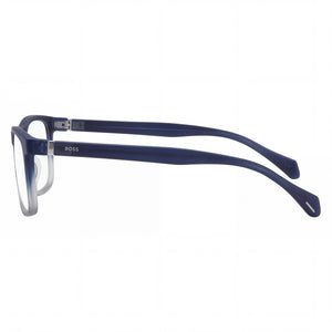 Hugo Boss 1084/It Rectangle Eyeglasses Men — side view, Blue Pattern Acetate temples