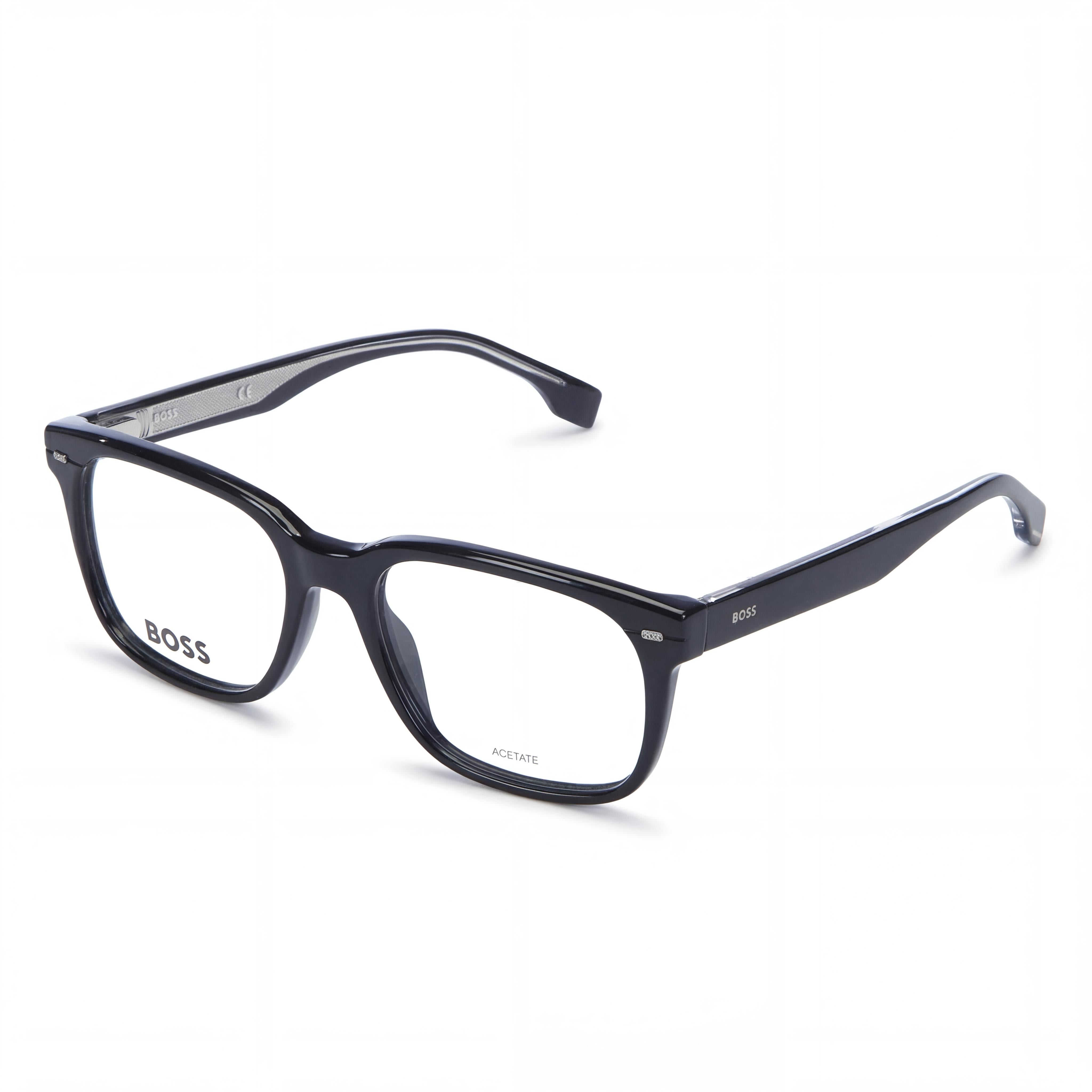 Hugo Boss 1383 Black Square Eyeglasses Unisex, Acetate 53mm, Photo 1