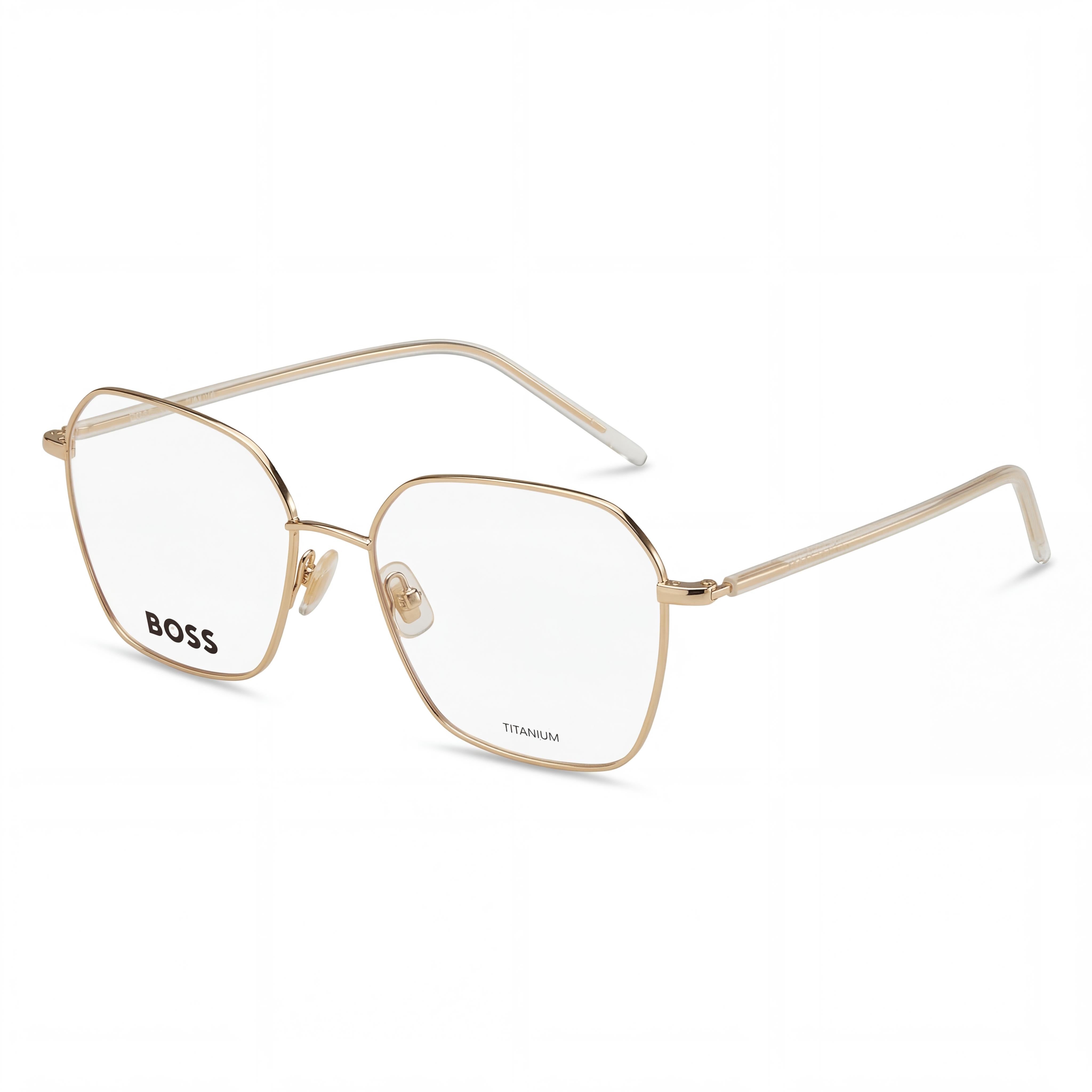 Hugo Boss 1398 Rose Gold Rectangle Unisex Eyeglasses, Titanium 54mm, Photo 1