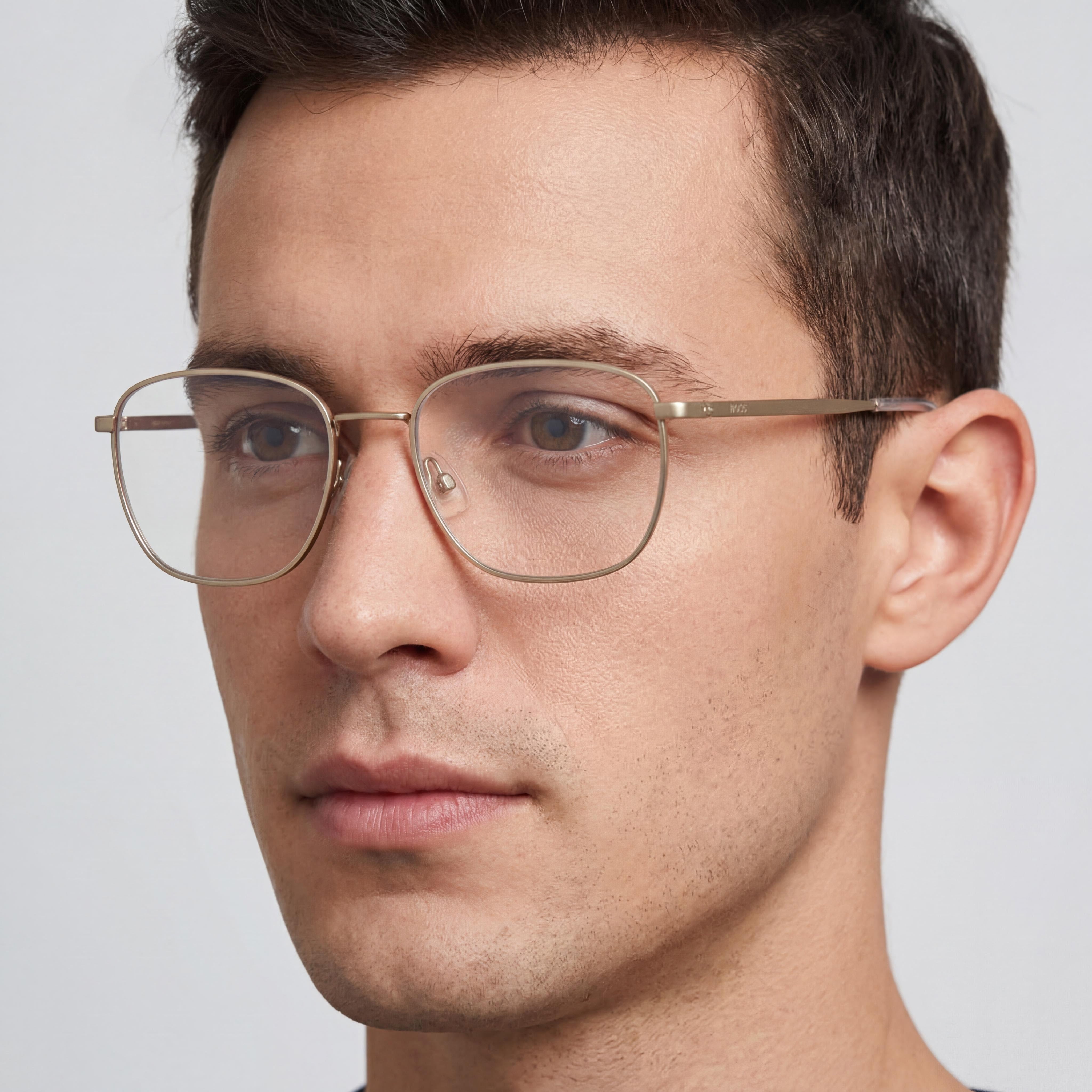 Hugo Boss 1415 Gold Rectangle Unisex Eyeglasses, Metal 55mm, Photo 3