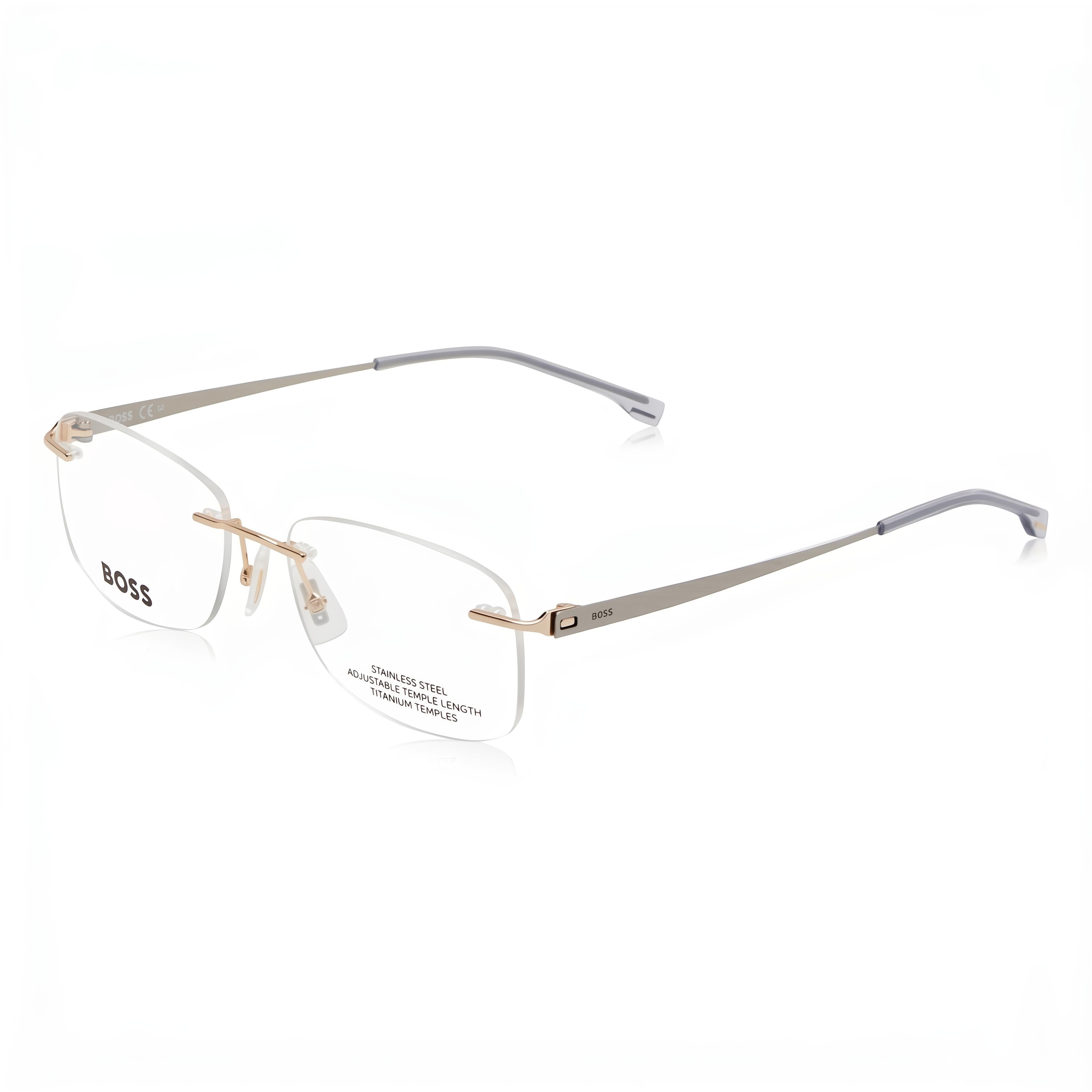 Gafas de sol cuadradas Hugo Boss 1424 doradas y grises para mujer, acero aleado de 56 mm, Photo 1