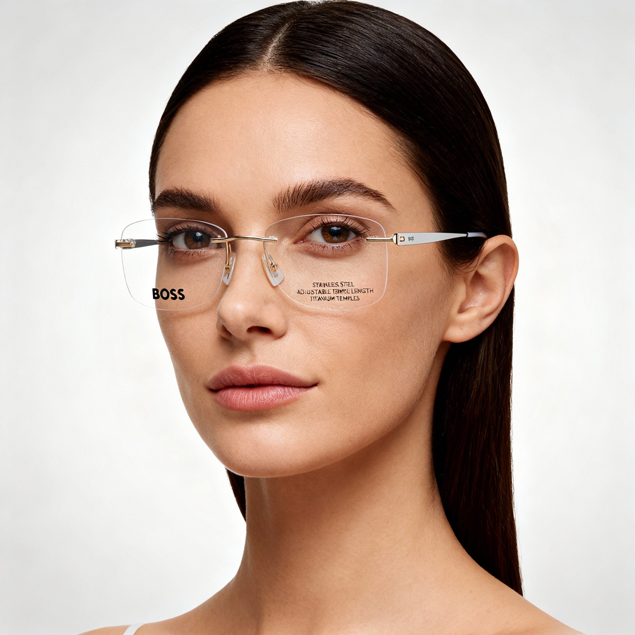 Gafas de sol cuadradas Hugo Boss 1424 doradas y grises para mujer, acero aleado de 56 mm, Photo 4