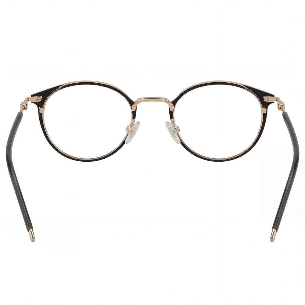 Hugo Boss 1432 Round Eyeglasses Unisex — side view, Black Alloy Steel temples