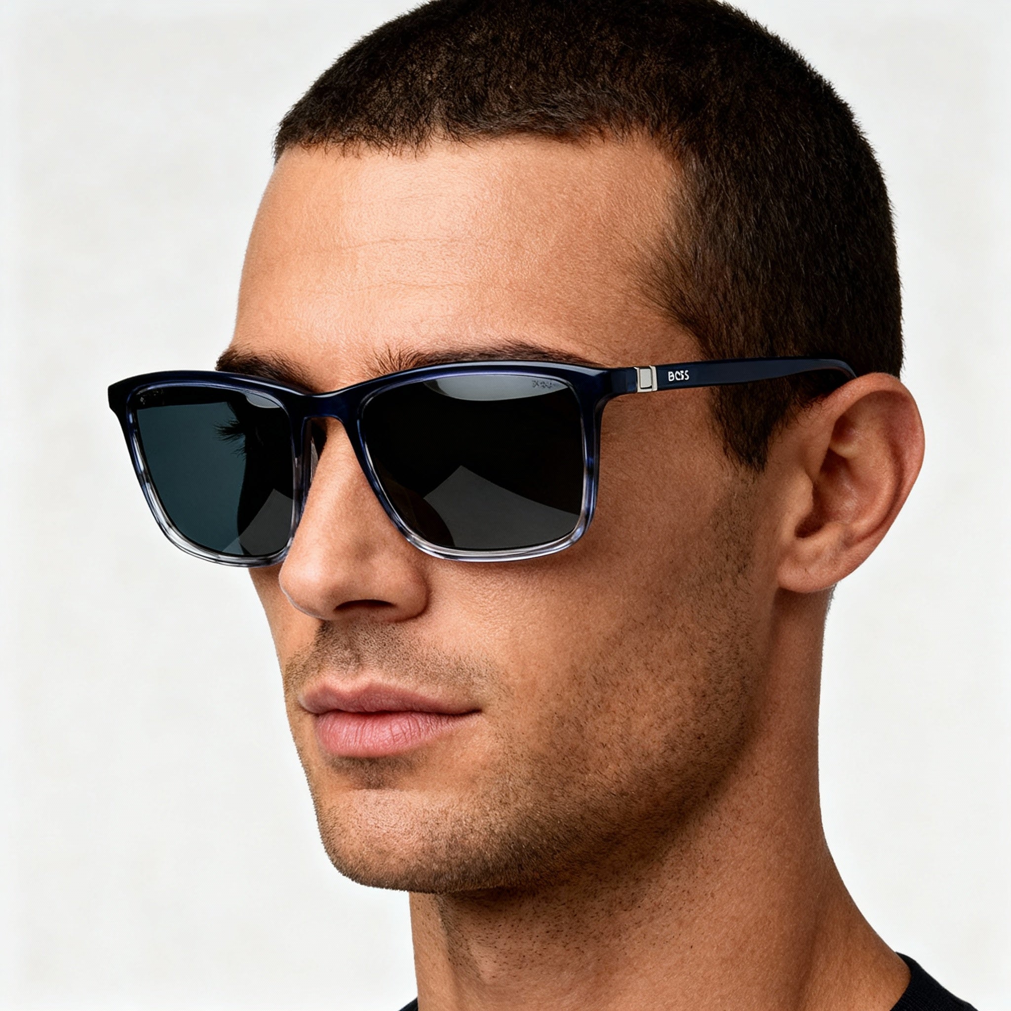 Gafas de Sol Rectangulares Hugo Boss 1434/S Azules Grises para Hombre, 56mm, Photo 4