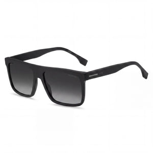 Hugo Boss BOSS 1440/S Black Rectangle Sunglasses for Men, Grey Shaded lens