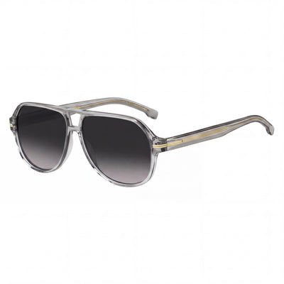 Hugo Boss 1507/S Grey Aviator Sunglasses for Women, Dark Grey Gradient lens