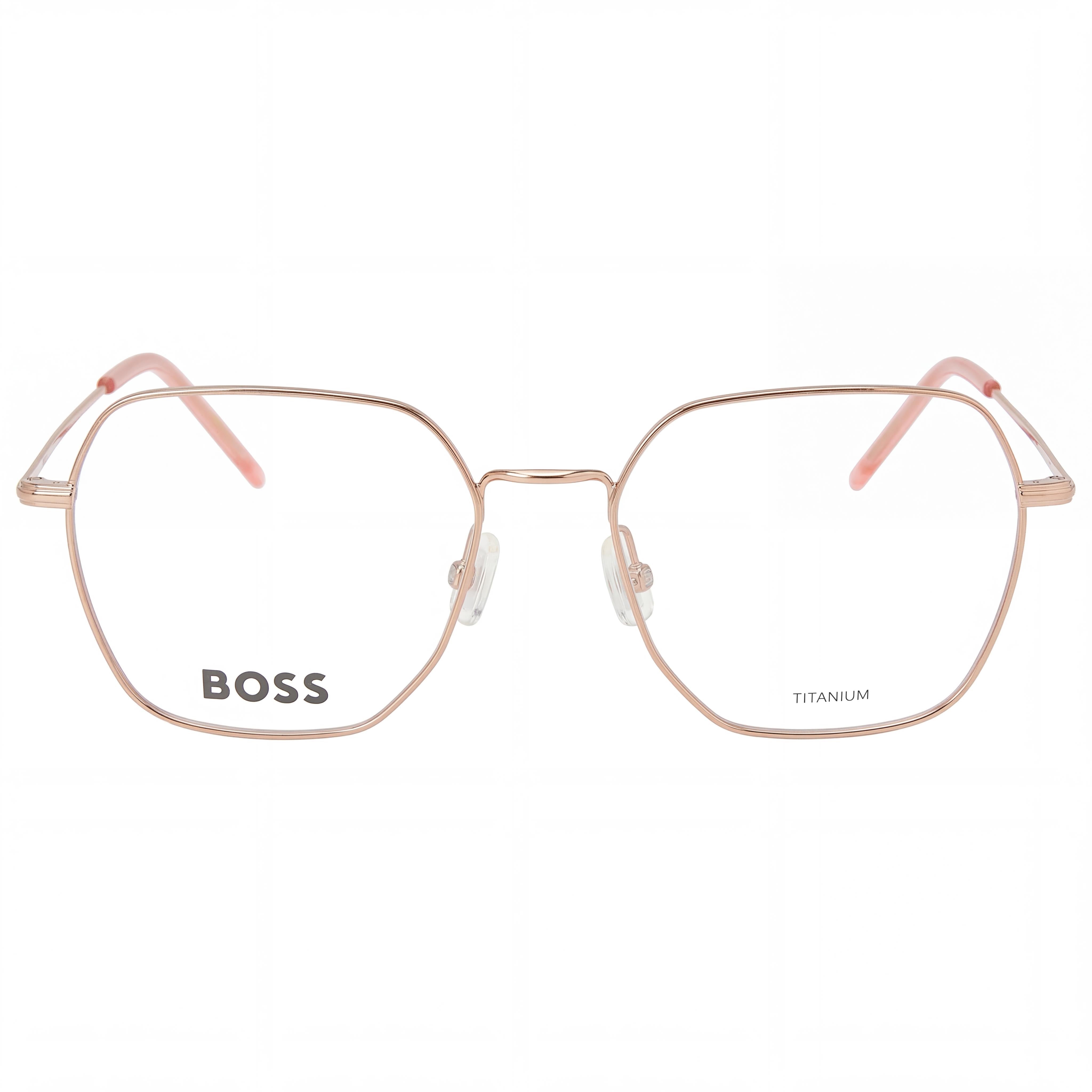 Gafas de vista Hugo Boss Modern para mujer, montura completa, geométricas, ligeras, de titanio, color dorado y rojo, de 53 mm, Photo 2
