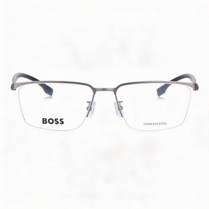 Hugo Boss 1543/F Rectangle Eyeglasses for Men — front view, Alloy Steel