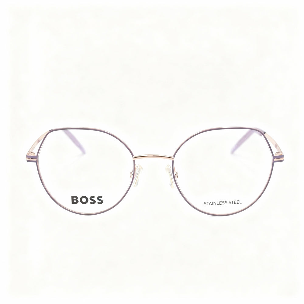Hugo Boss 1591 Round Eyeglasses for Women — front view, Stainless Steel