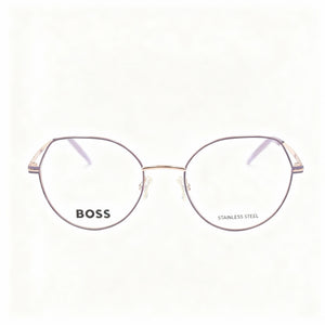 Hugo Boss 1591 Round Eyeglasses for Women — front view, Stainless Steel