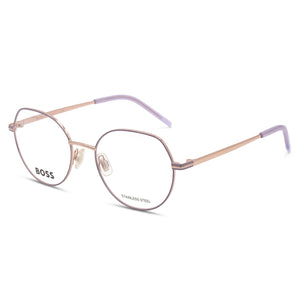 Hugo Boss 1591 Gold Round Eyeglasses for Women, Stainless Steel frame
