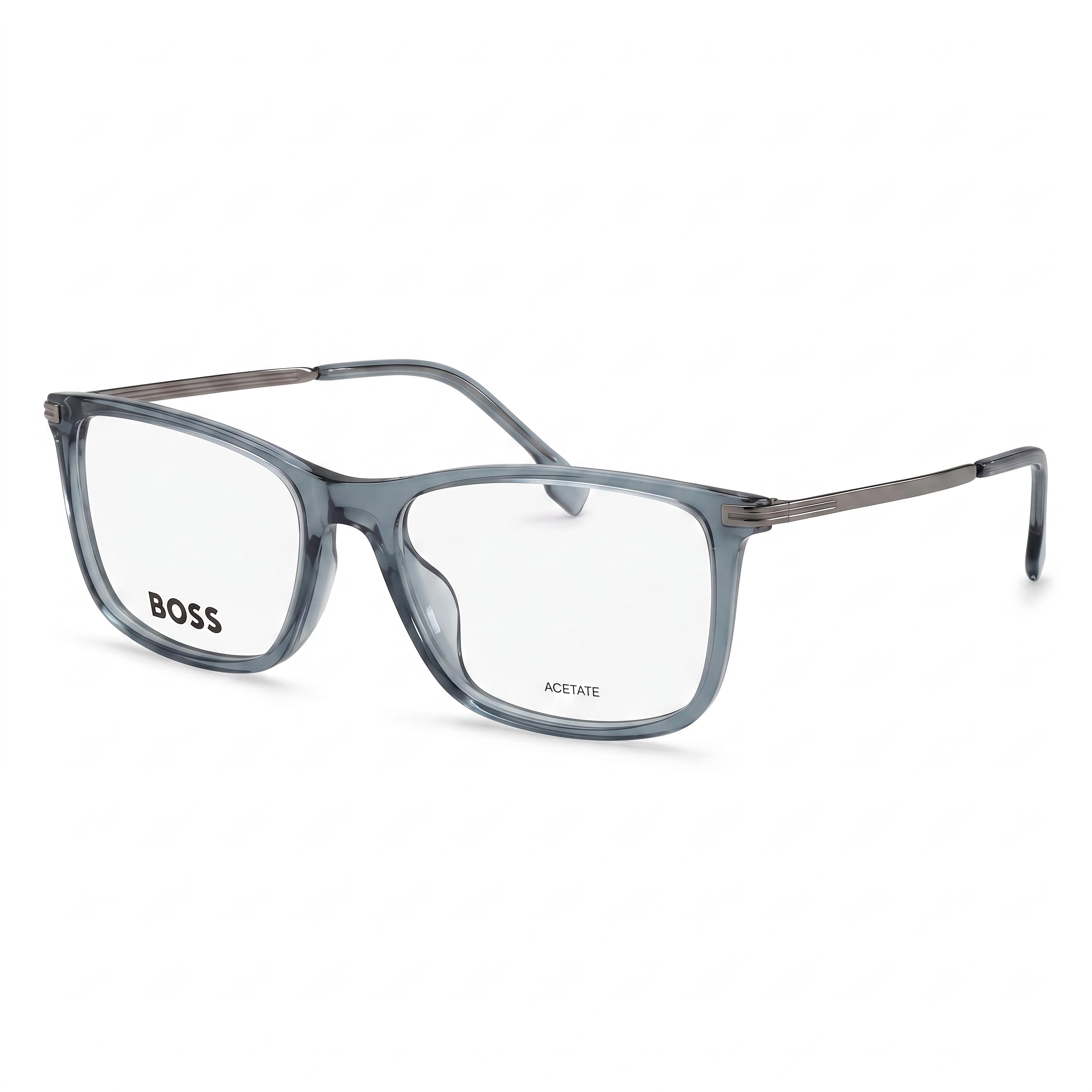 Hugo Boss 1614/F Blue Rectangle Eyeglasses for Men, Acetate 56mm, Photo 1