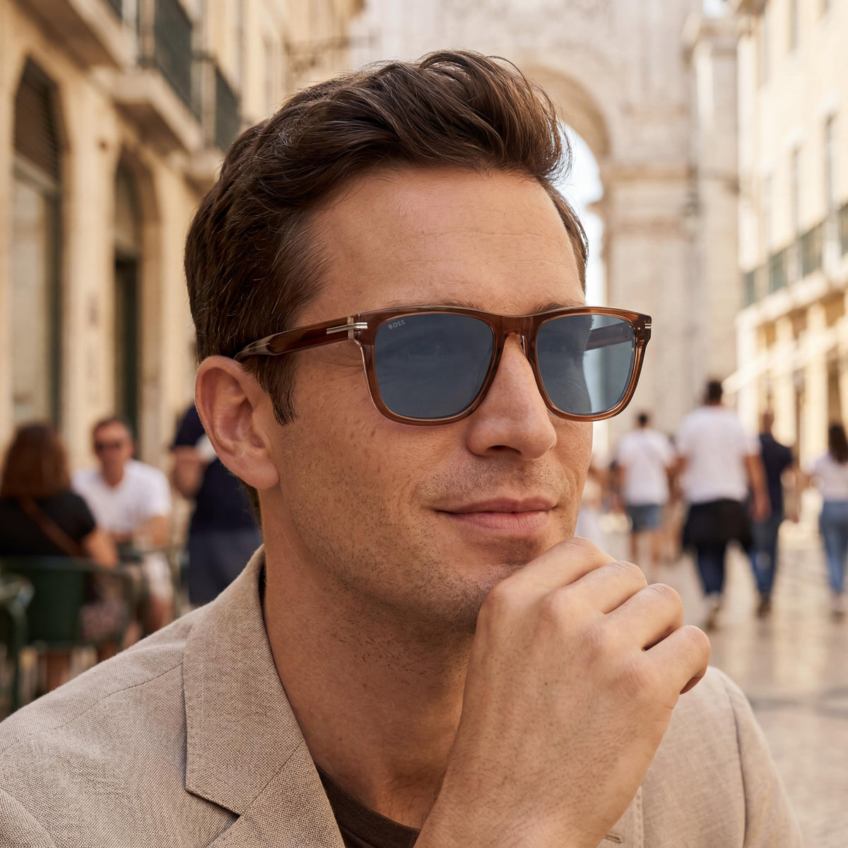 Gafas de sol rectangulares para hombre Hugo Boss Boss 1626/S en color marrón, 55 mm, Photo 6