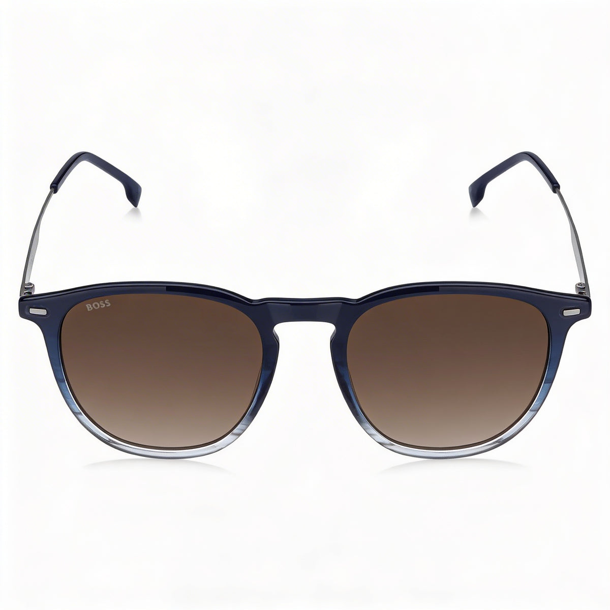 Gafas de sol redondas para hombre Hugo Boss 1639-S en color cuerno azul y rutenio, 52 mm, Photo 2