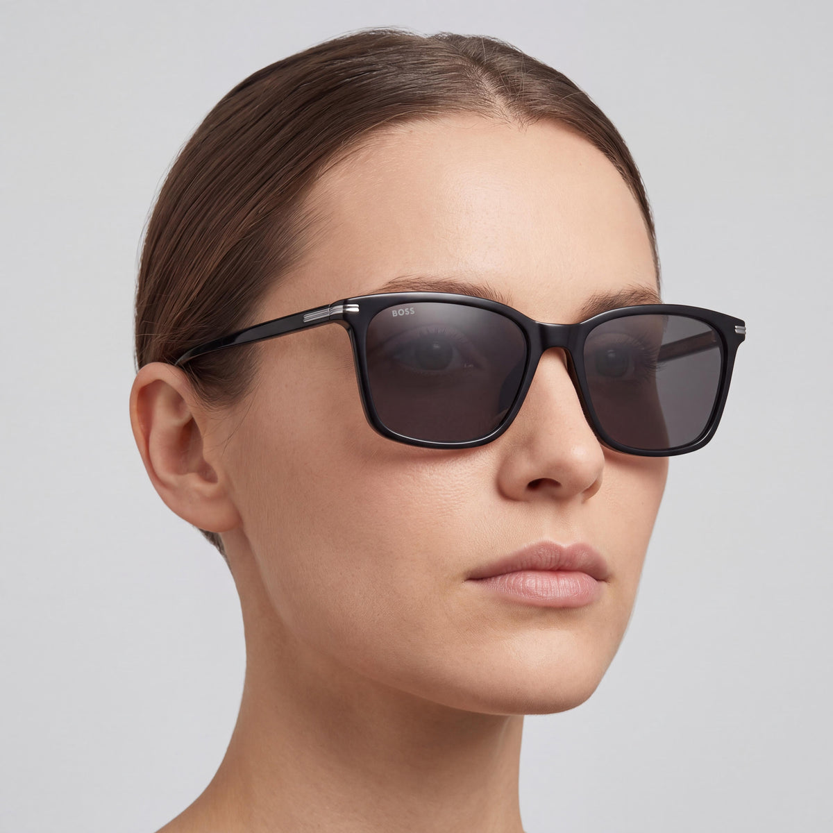 Hugo Boss 1669/F/SK Black Rectangle Sunglasses for Women, 56mm, Photo 3