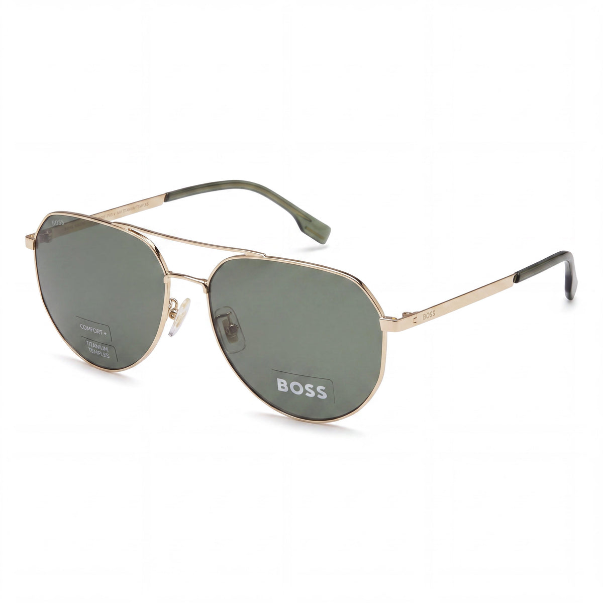 Gafas de sol Hugo Boss B1473fsk de piloto unisex de acero inoxidable con montura dorada 100% protección UV 61mm, Photo 1