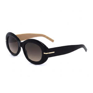 Hugo Boss B1521/N/S Black Rectangle Sunglasses for Women, Grey Brown lens