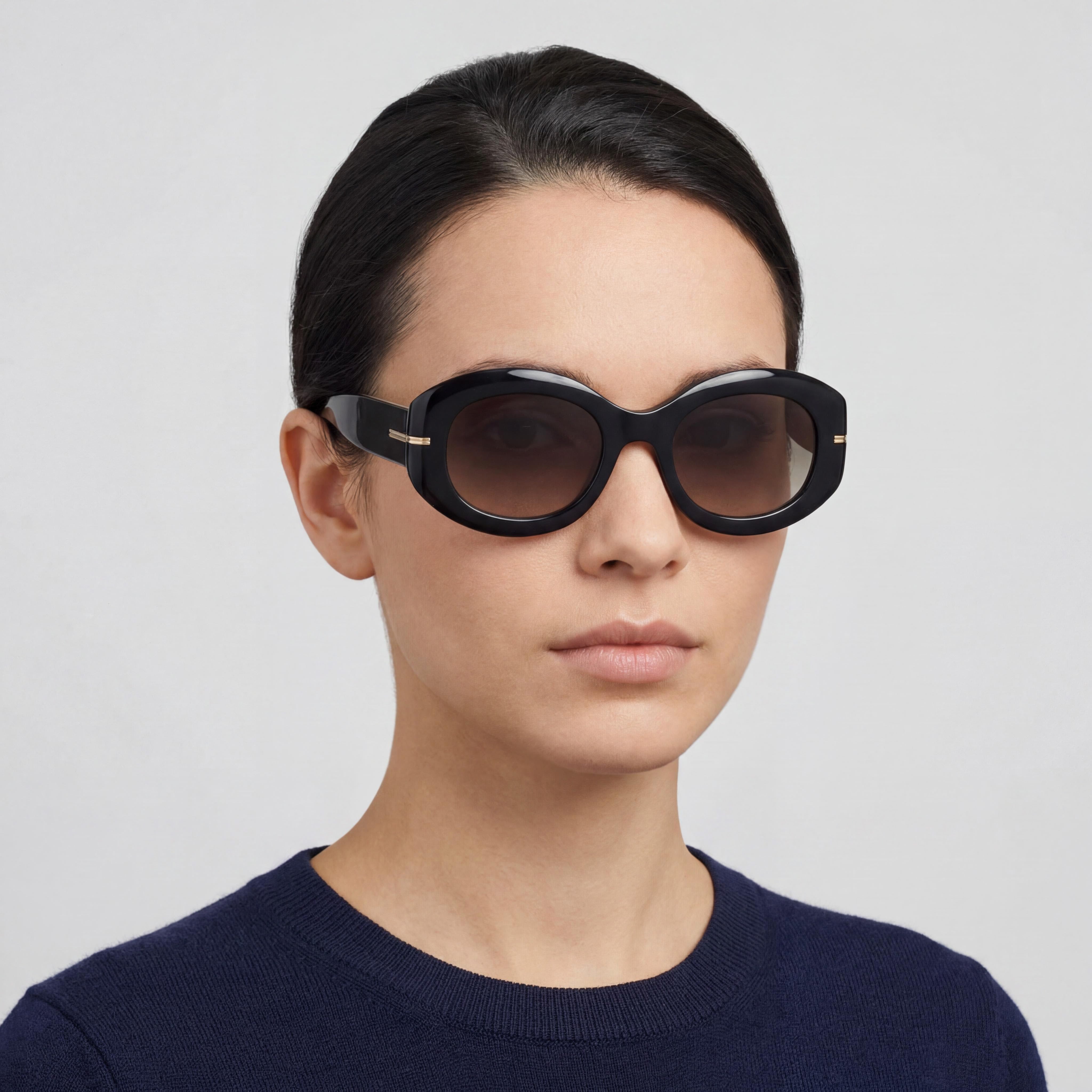 Gafas de sol rectangulares Hugo Boss B1521/N/S en gris y marrón para mujer, 51mm, Photo 5