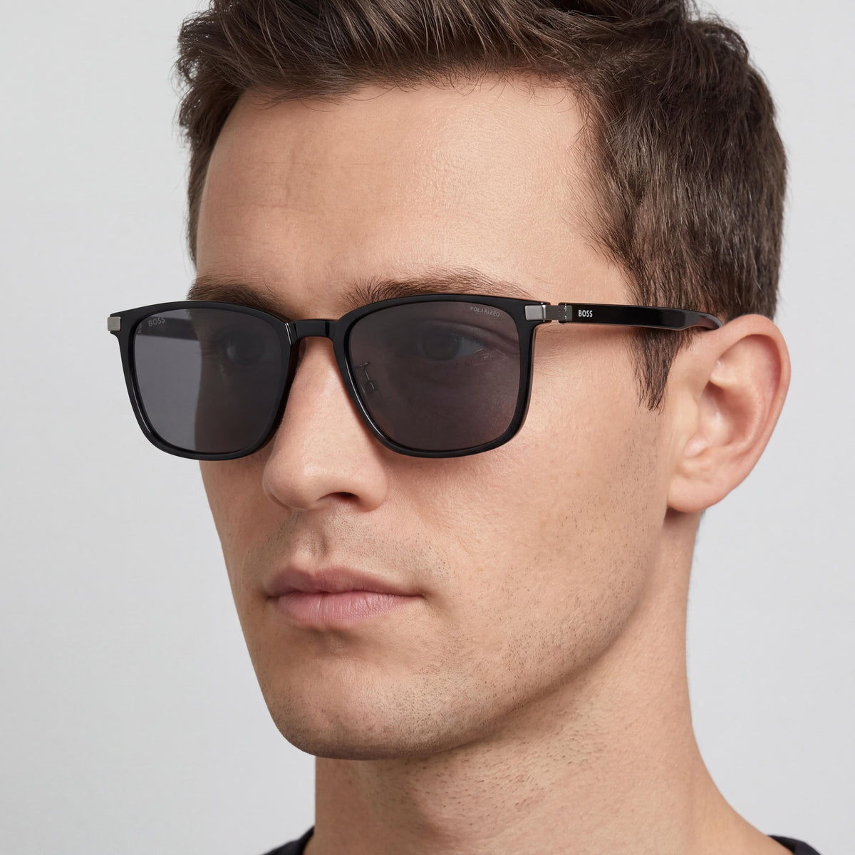 Gafas de sol unisex cuadradas Hugo Boss negras, 57 mm, Photo 5