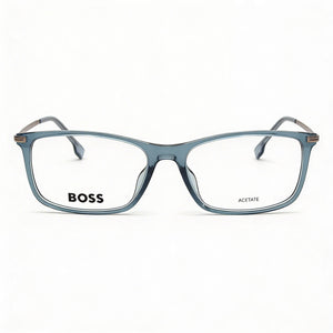 Hugo Boss Rectangle Eyeglasses for Men — front view, Blue frame