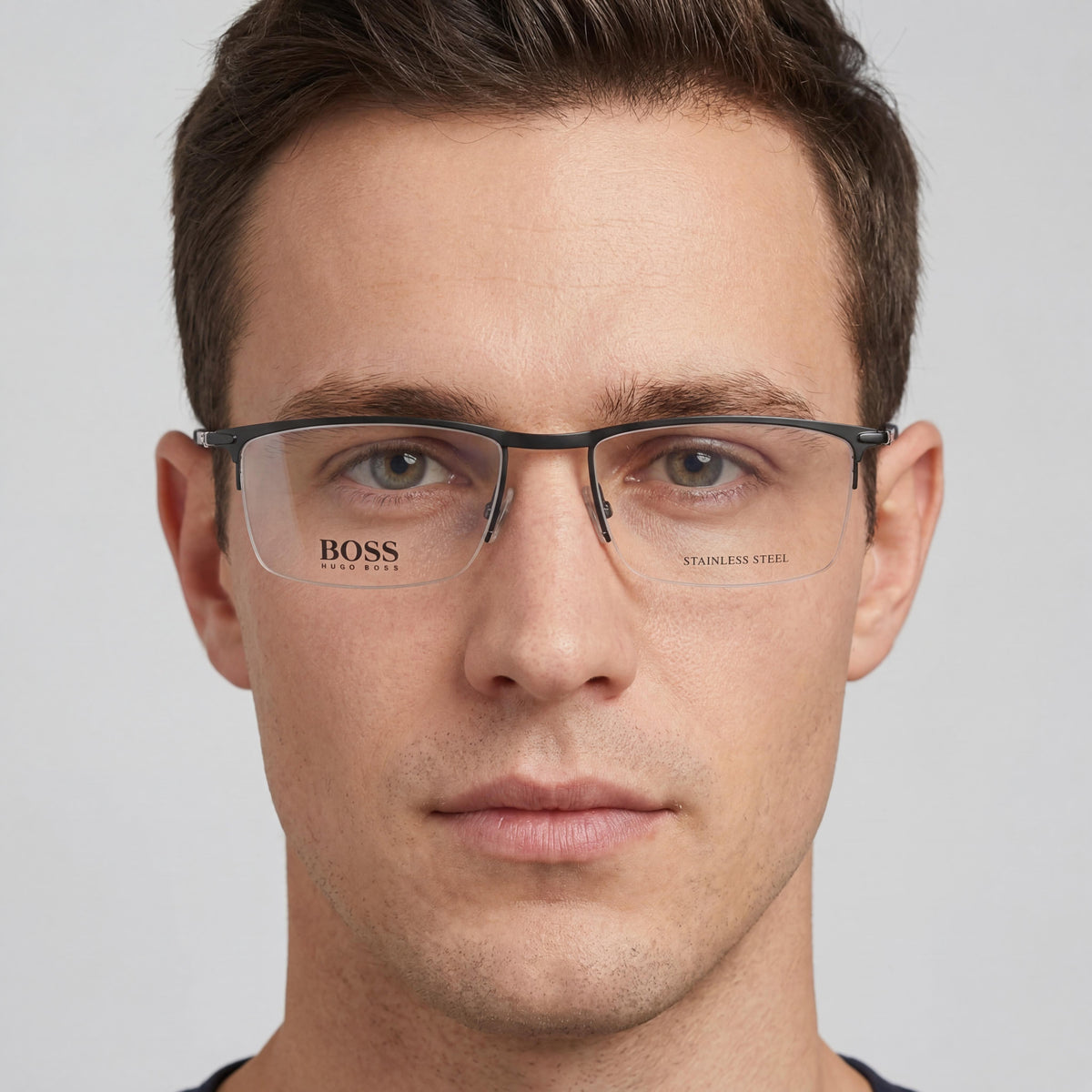 Gafas graduadas rectangulares de caucho gris Hugo Boss Boss 0940 para hombre, 55 mm, Photo 5