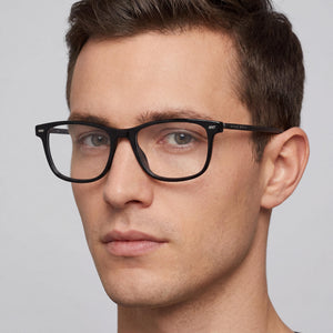 Hugo Boss Boss 1012 Rectangle Eyeglasses Men — side view, Black Stainless Steel temples