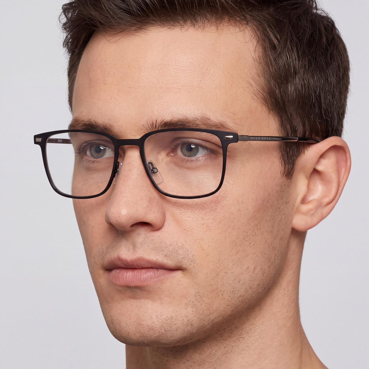 Gafas Hugo Boss 1021 para hombre, montura de metal negro mate, lentes de policarbonato negro mate sin graduación, 52 mm, Photo 4