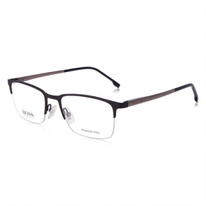 Hugo Boss BOSS 1187 Black Rectangle Eyeglasses Unisex, Stainless Steel frame