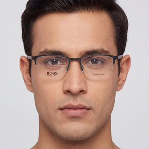 Hugo Boss BOSS 1187 Rectangle Eyeglasses Unisex — interior view, Polycarbonate demo lenses