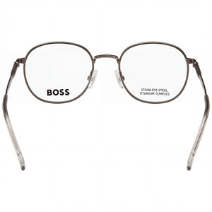 Hugo Boss Boss 1415 Round Eyeglasses Men — side view, Silver Metal temples