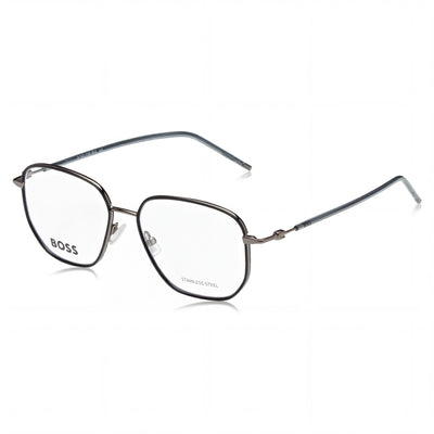 Hugo Boss Boss 1430 Silver Rectangle Eyeglasses Unisex, Alloy Steel frame