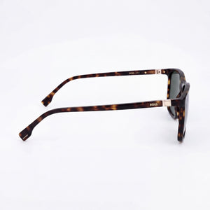 Hugo Boss Boss 1434/s Rectangle Sunglasses Men — side view, Non-Polarized Havana lens