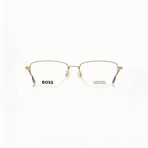 Hugo Boss Boss 1474/f Rectangle Eyeglasses Women — side view, Matte Gold Alloy Steel temples