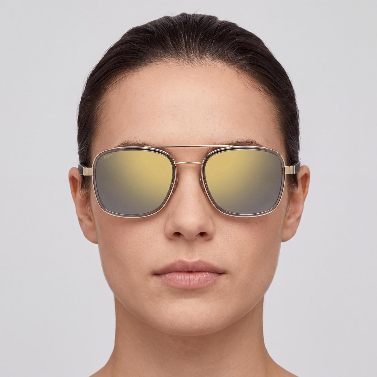 Gafas de sol cuadradas para mujer Hugo Boss Boss 1486/S doradas y grises, 54 mm, Photo 3