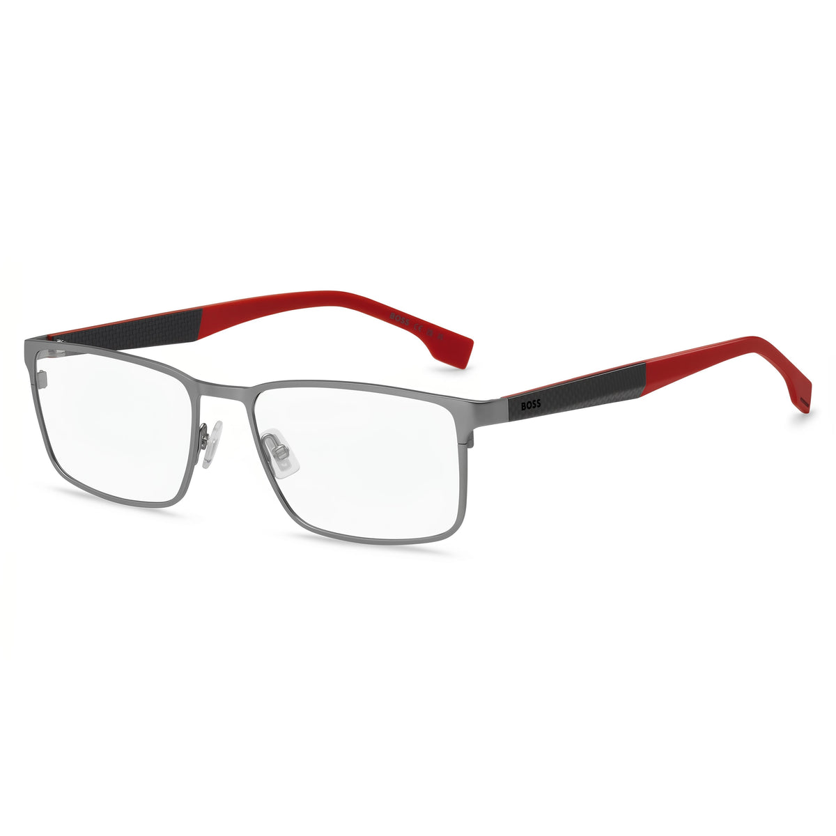 Hugo Boss Boss 1488 Ruthenium Red Rectangle Eyeglasses for Men, Metal, Photo 1
