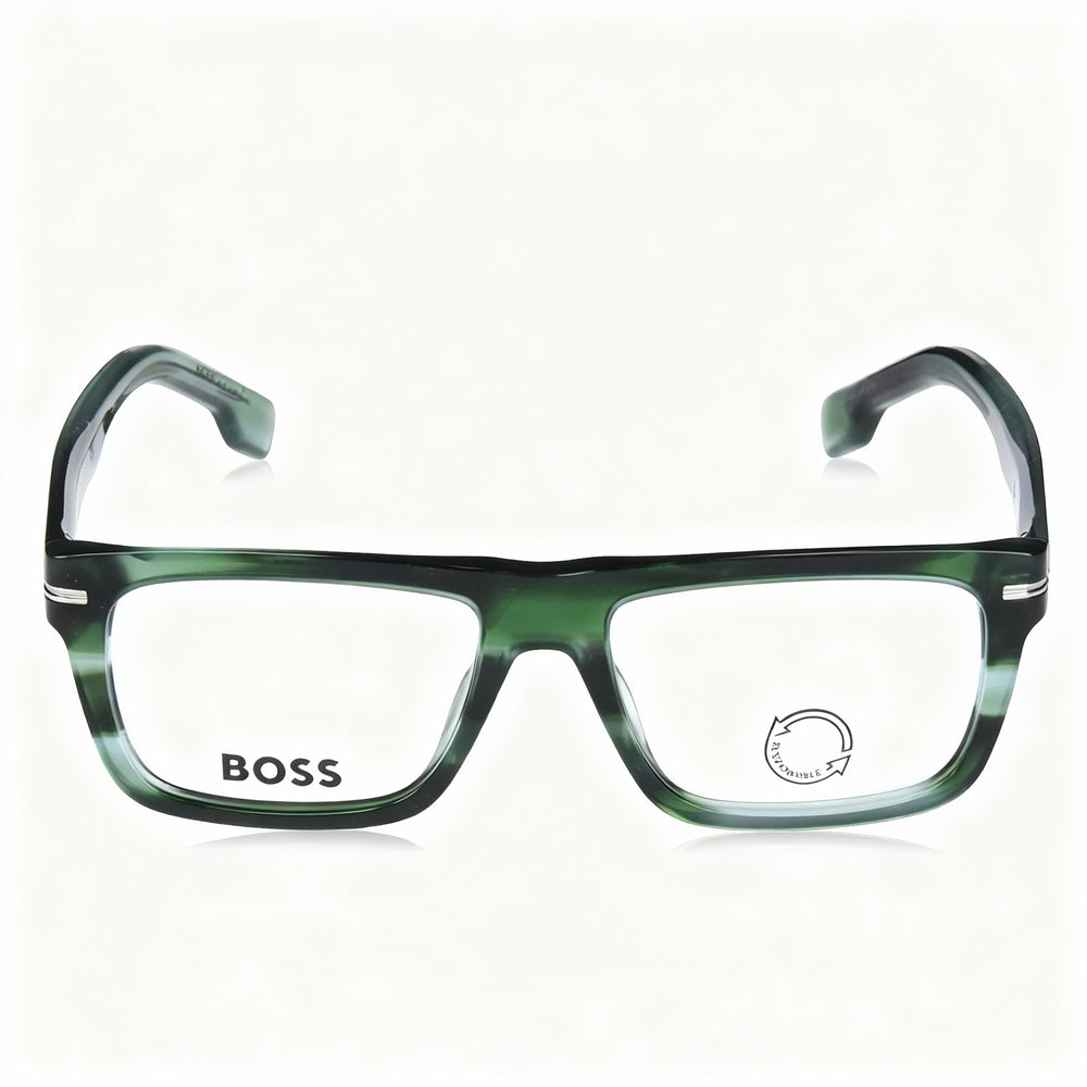 Hugo Boss Boss 1503 Square Unisex Eyeglasses — side view, Green Acetate temples