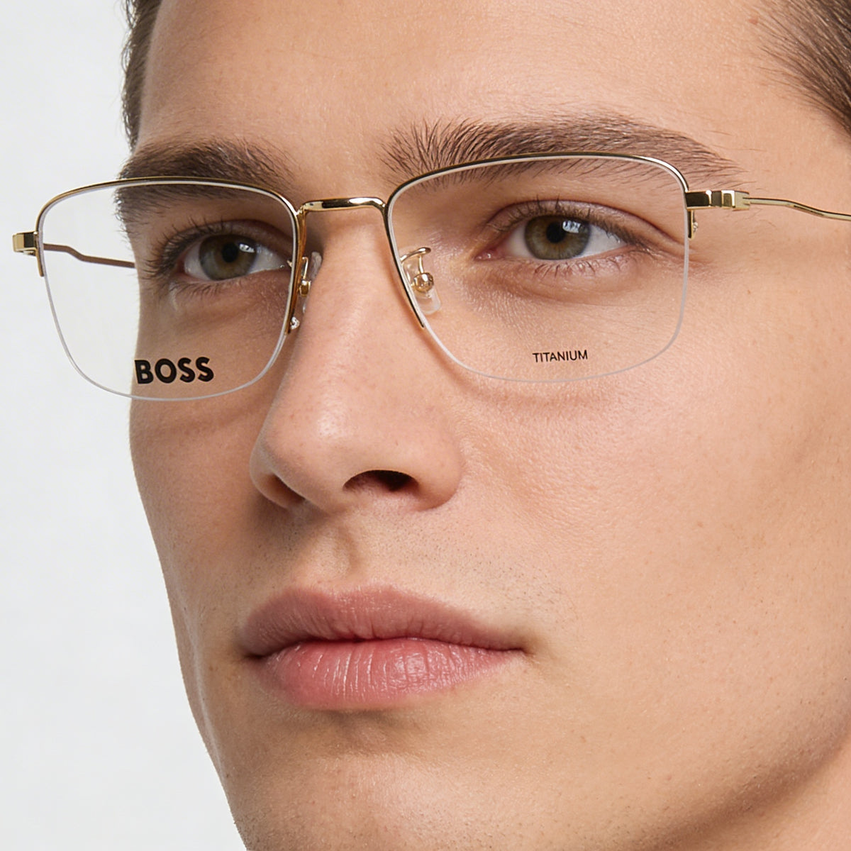Hugo Boss Boss 1516/g Gold Rectangle Eyeglasses for Men, Titanium 55mm, Photo 5