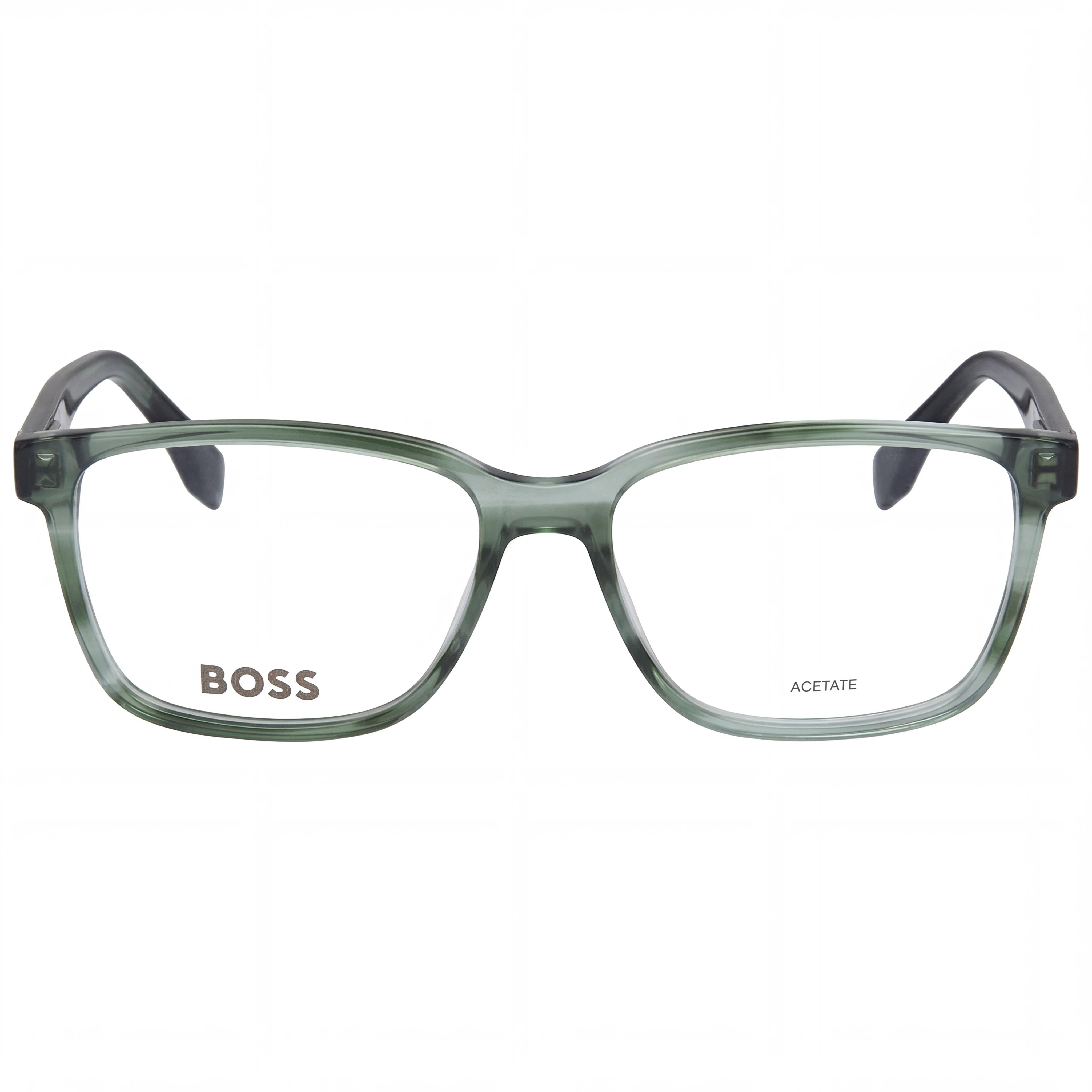 Gafas de sol modernas Hugo Boss para hombre con montura de acetato en color verde cuerno y lentes de policarbonato, tamaño 57 mm, Photo 2