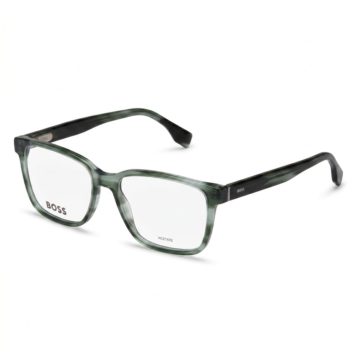Hugo Boss Boss 1517 Green Horn Square Eyeglasses for Men, Acetate 57mm, Photo 1