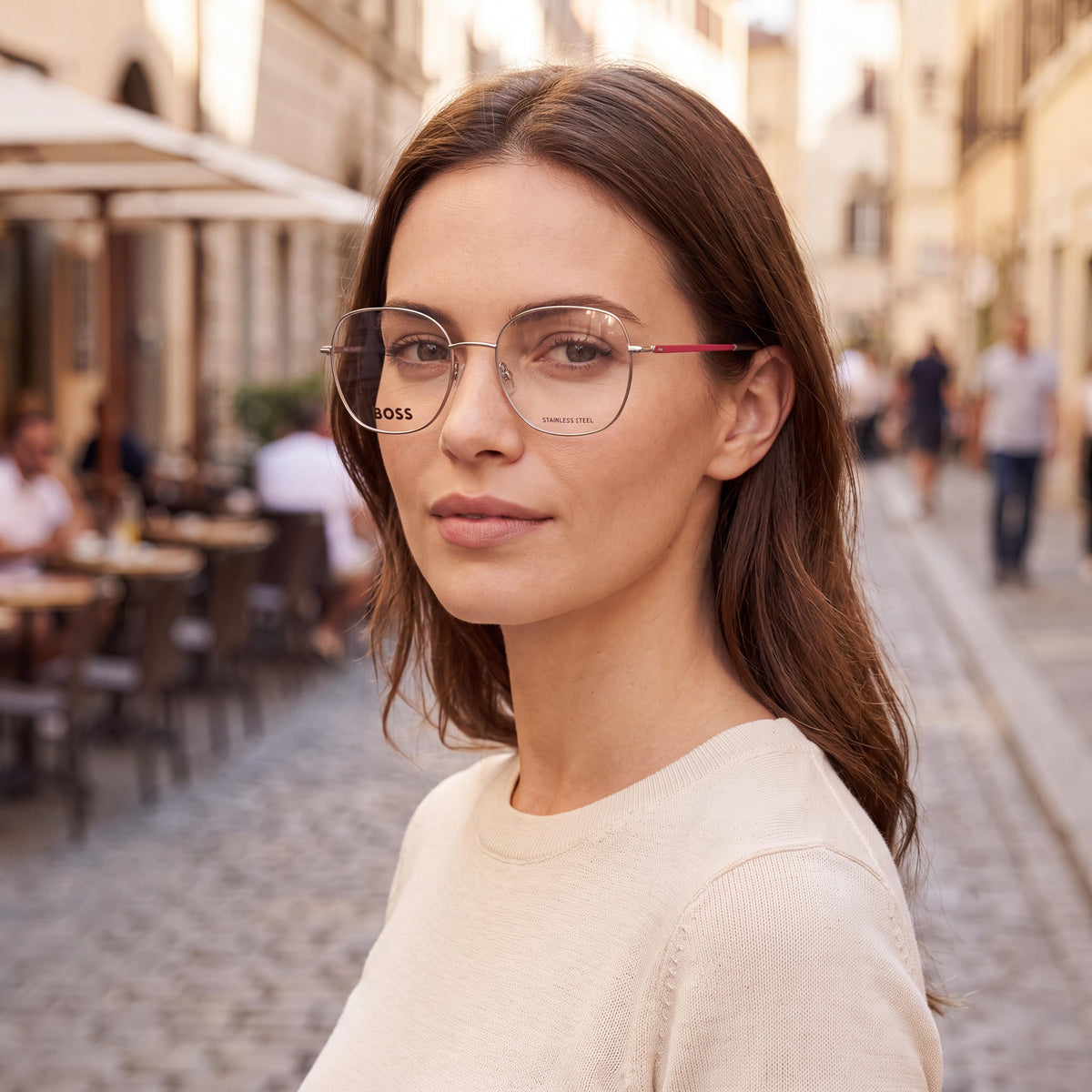 Gafas graduadas redondas para mujer Hugo Boss Boss 1529 plateado y rosa, 52 mm, Photo 5