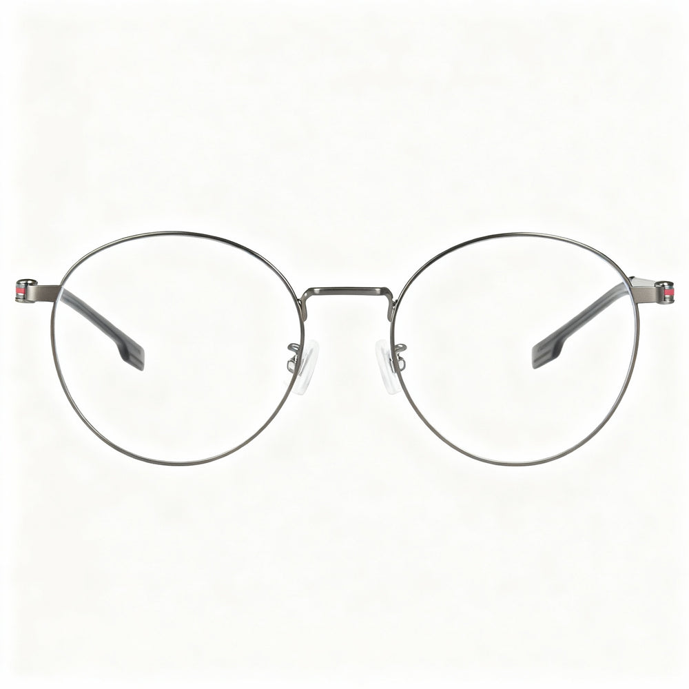 Hugo Boss Boss 1539/f Round Eyeglasses Men — side view, Silver Alloy Steel temples