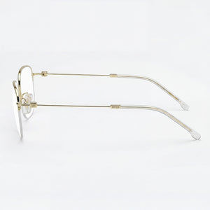 Hugo Boss Boss 1544-F Square Eyeglasses Unisex — side view, Gold Alloy Steel temples