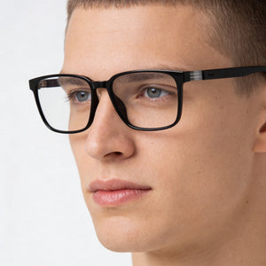 Hugo Boss BOSS 1578 Square Eyeglasses Unisex — side view, Black Plastic temples