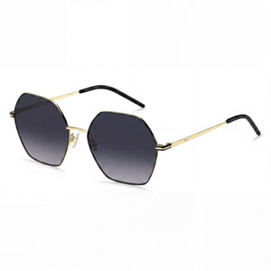 Hugo Boss BOSS 1589/S Black Gold Grey Round Sunglasses for Women, Dark Grey Shaded lens