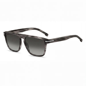 Hugo Boss BOSS 1599/S Gray Rectangle Sunglasses for Women, Green Shaded lens