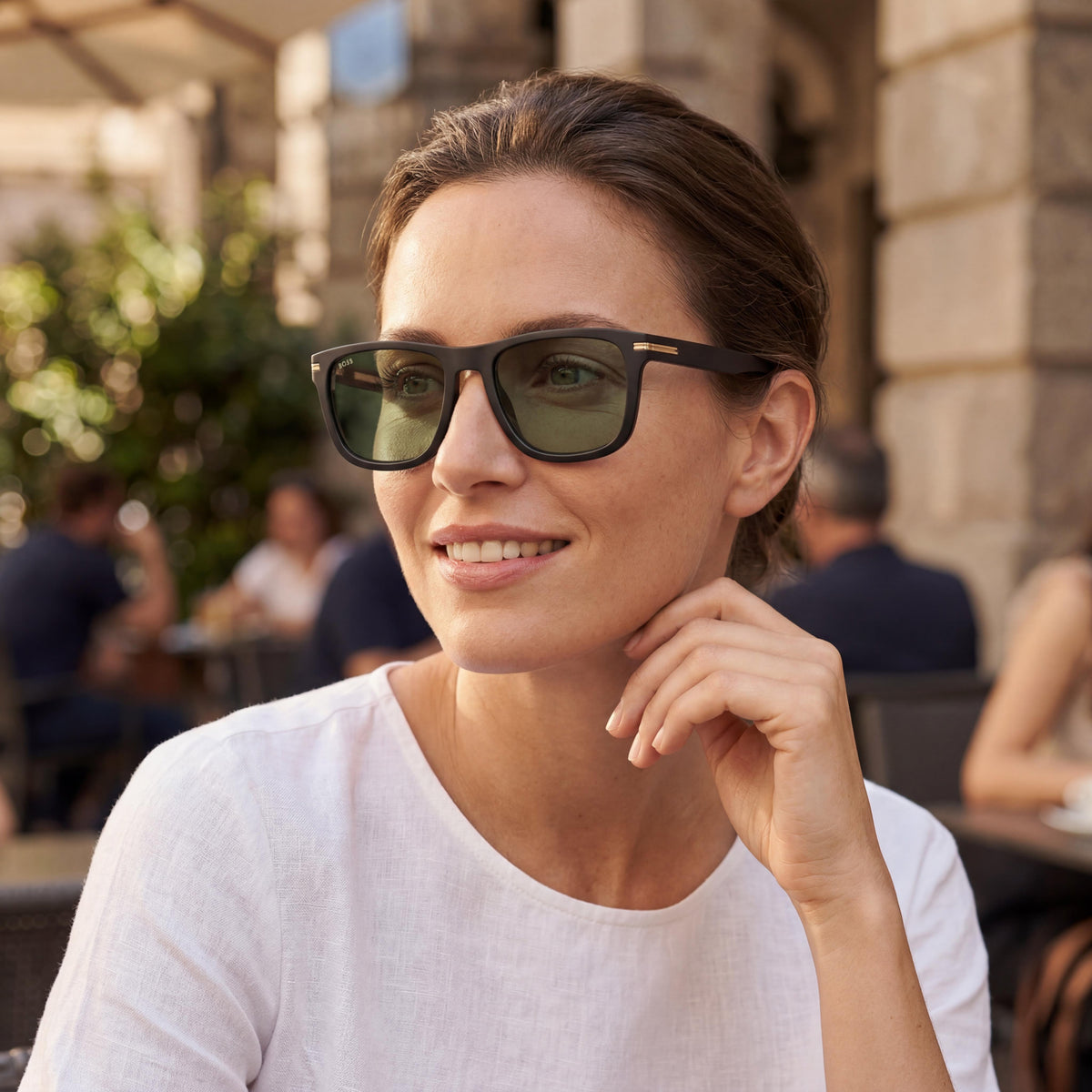 Hugo Boss Boss 1626/S Gafas de Sol Rectangulares para Mujer de Acetato Ecológico Negro Lente Transparente 100% Protección UV 55-18-145, Photo 4