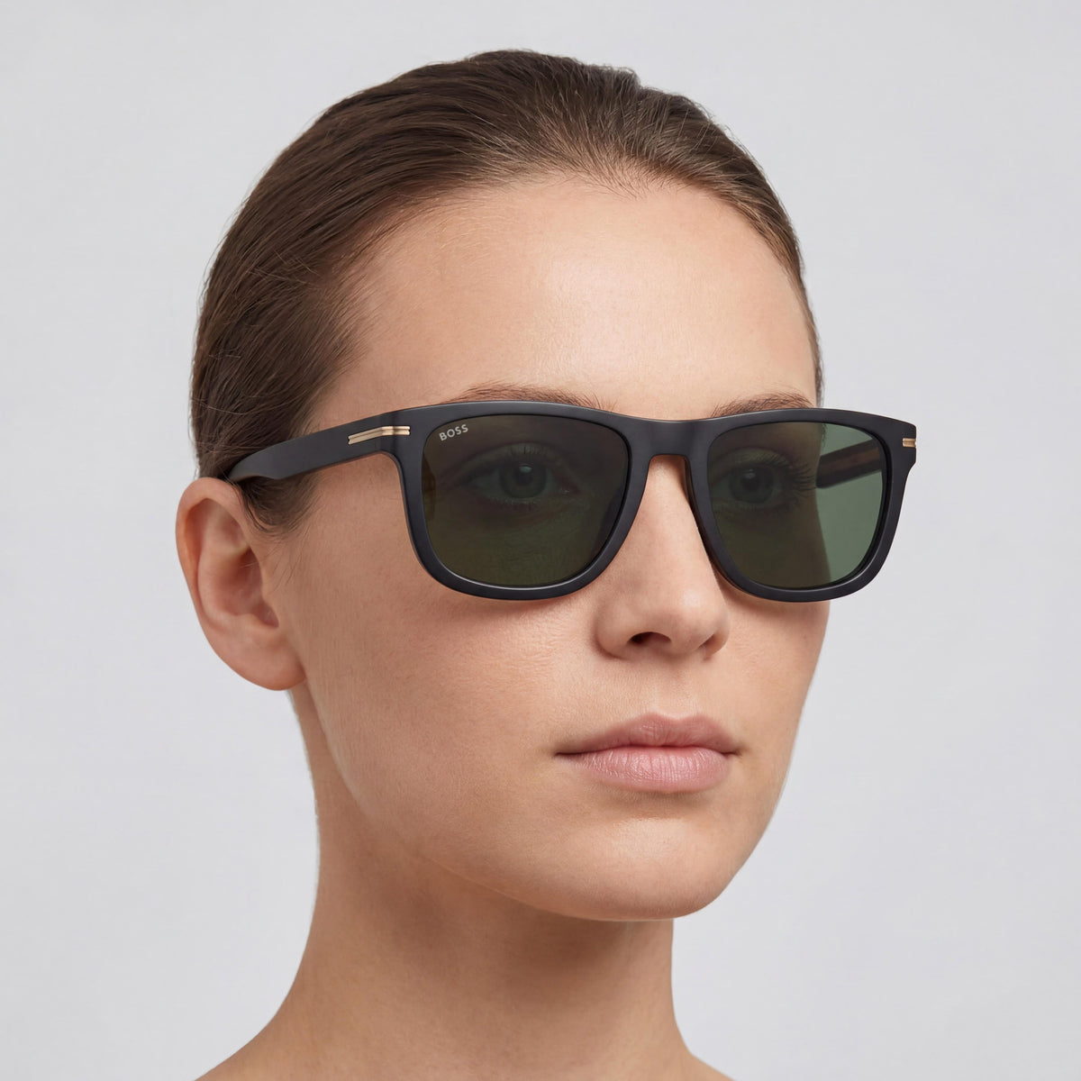 Hugo Boss Boss 1626/S Gafas de Sol Rectangulares para Mujer de Acetato Ecológico Negro Lente Transparente 100% Protección UV 55-18-145, Photo 3