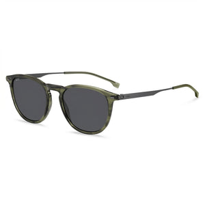 Hugo Boss Boss 1639/S Black Round Sunglasses for Men, Grey lens
