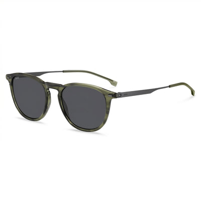Hugo Boss Boss 1639/S Black Round Sunglasses for Men, Grey lens